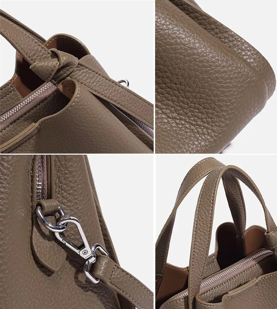 Trendy Womens Faux Leather Bucket Bag Small Crossbody Shoulder Handbag Tote Purse Satchels for Shopping Work Gift