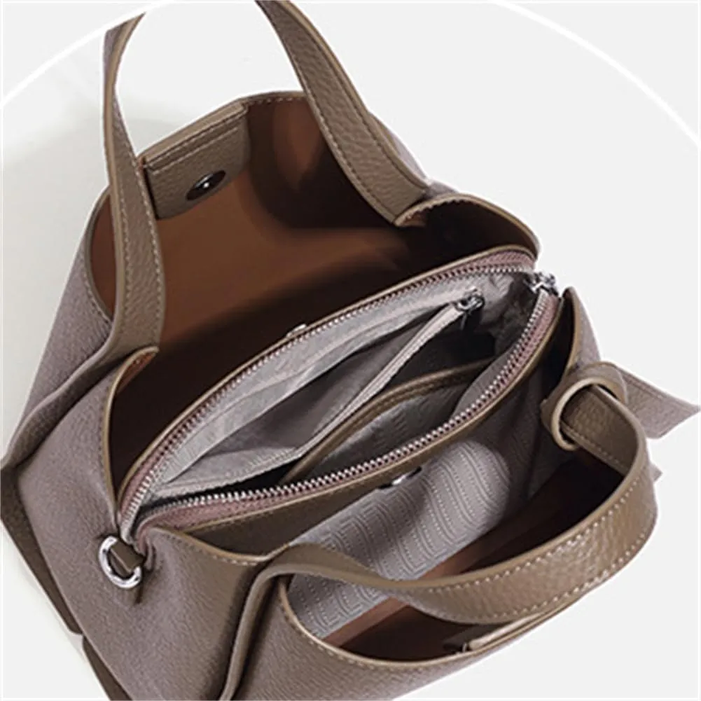 Trendy Womens Faux Leather Bucket Bag Small Crossbody Shoulder Handbag Tote Purse Satchels for Shopping Work Gift