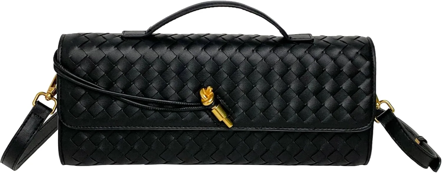 Trendy Woven Evening Clutch Purses Women Underarm Shoulder Handbag Fashion Satchels Crossbody Purse for Party, Work