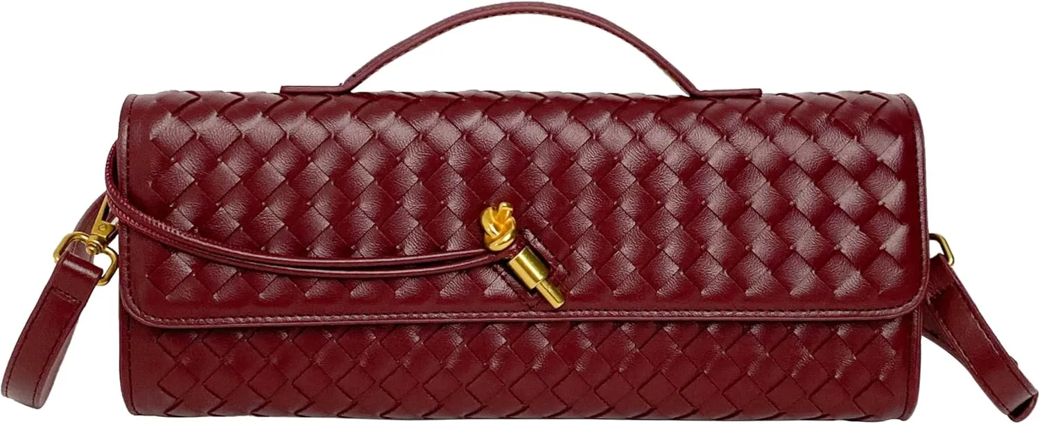 Trendy Woven Evening Clutch Purses Women Underarm Shoulder Handbag Fashion Satchels Crossbody Purse for Party, Work