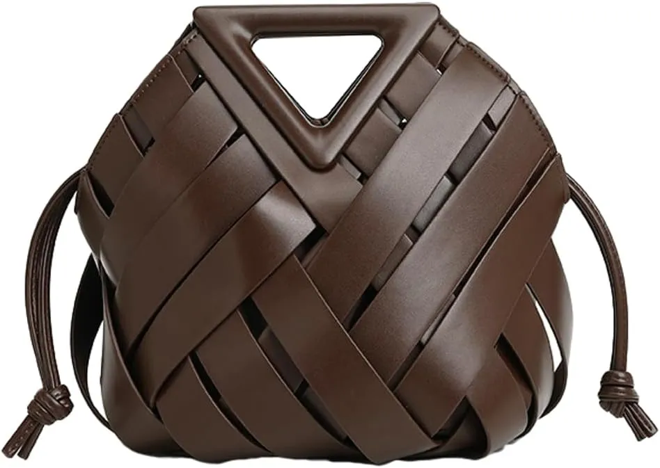 Vegan Leather Clutch Purses for Women Woven Small Crossbody Shoulder Bag Cute Top Handle Handbags Satchels 2025
