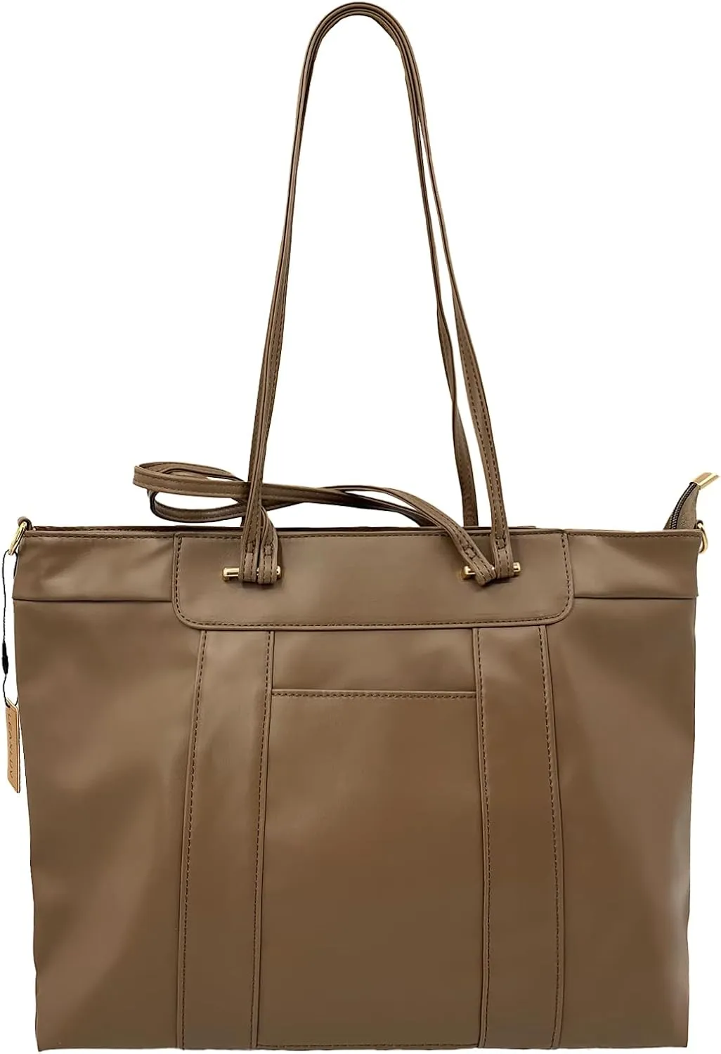 Vegan Leather Laptop Tote for Women, Work Bag with Padded Laptop Sleeve & Top Handles