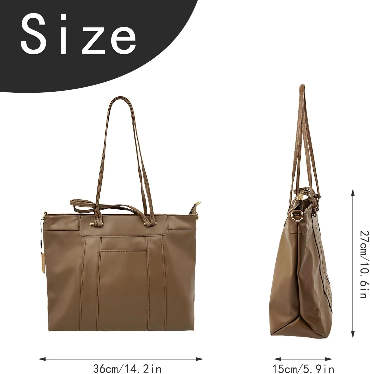 Vegan Leather Laptop Tote for Women, Work Bag with Padded Laptop Sleeve & Top Handles