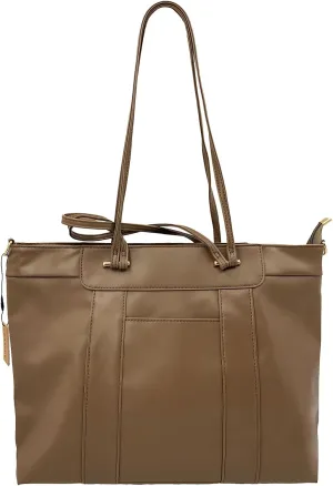Vegan Leather Laptop Tote for Women, Work Bag with Padded Laptop Sleeve & Top Handles