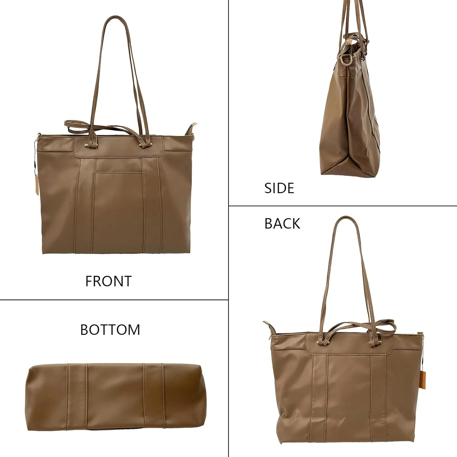 Vegan Leather Laptop Tote for Women, Work Bag with Padded Laptop Sleeve & Top Handles