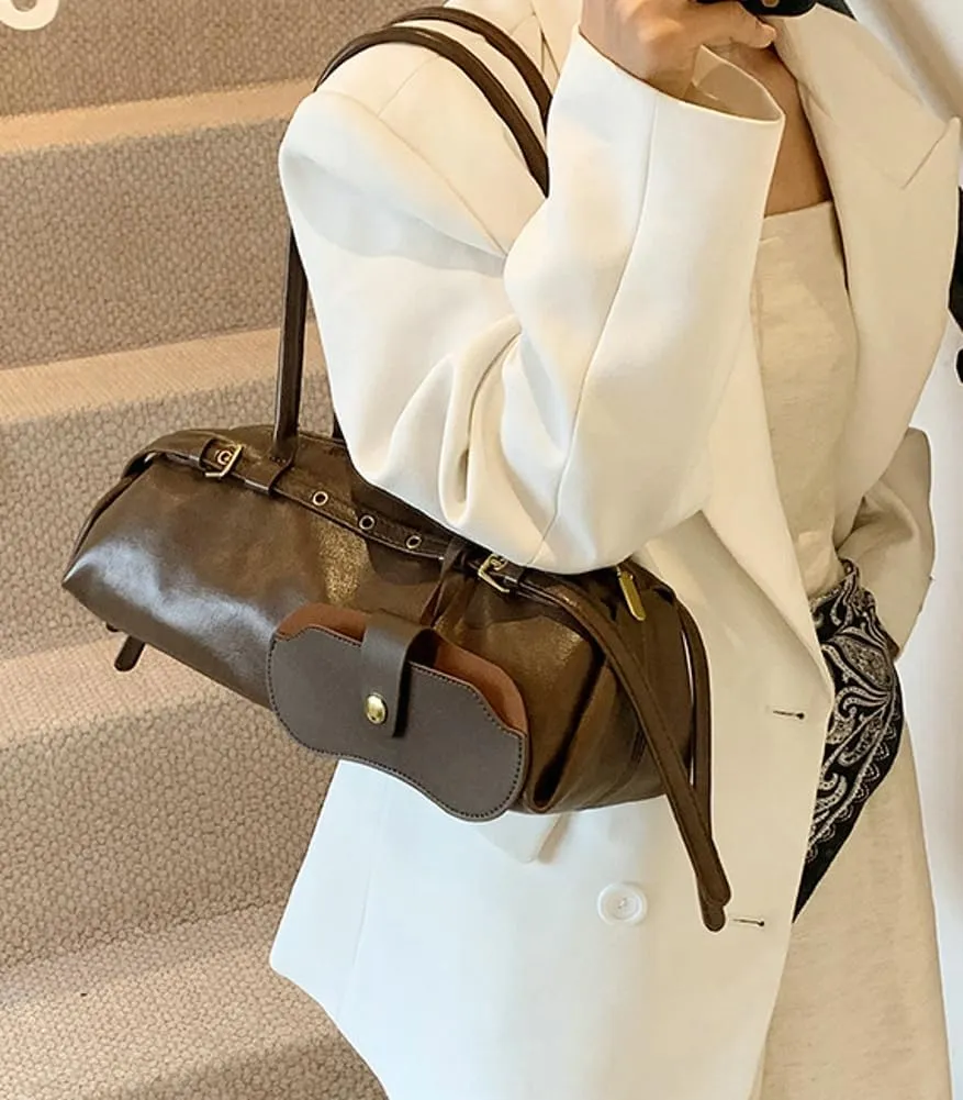 Vegan Leather Shoulder Bag for Women Top Handle Handbag Y2K Punk Large Tote Purse Trendy Underarm Satchels