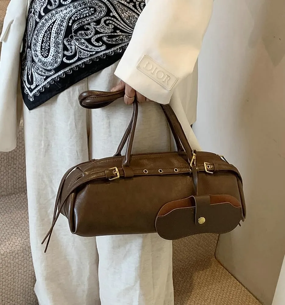 Vegan Leather Shoulder Bag for Women Top Handle Handbag Y2K Punk Large Tote Purse Trendy Underarm Satchels