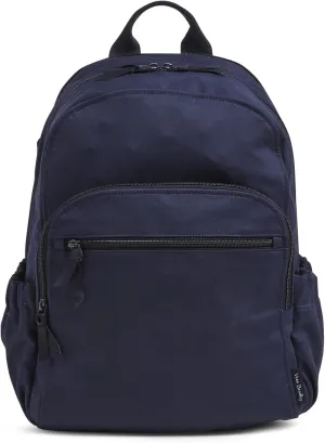 Vera Bradley Women's Cotton Campus Backpack, Classic Navy - Recycled Cotton, One Size