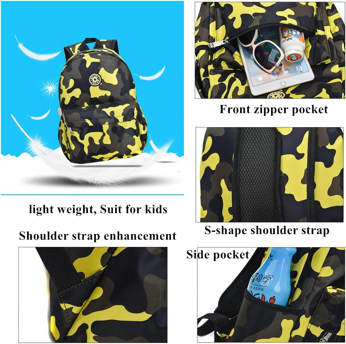 VIDOSCLA Mini Camouflage Backpacks for Nursery School, Toddler Kindergarten Boys Bookbag for Kids