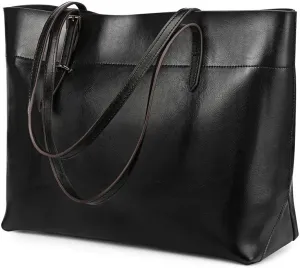 Vintage Genuine Leather Tote Shoulder Bag for Women Satchel Handbag with Top Handles