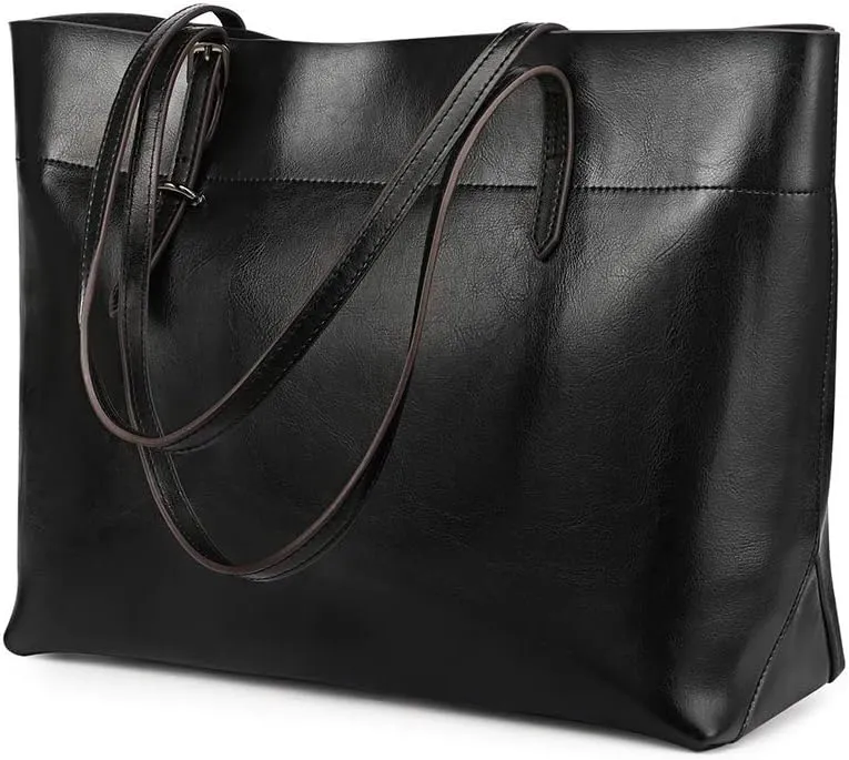 Vintage Genuine Leather Tote Shoulder Bag for Women Satchel Handbag with Top Handles