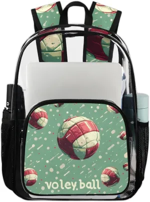 Volleyball Heavy Duty Clear Backpack Volleyball Sport Large See Through Backpacks PVC Transparent Backpack Clear Bag for Women Men Security Stadium Work Travel Events Concert
