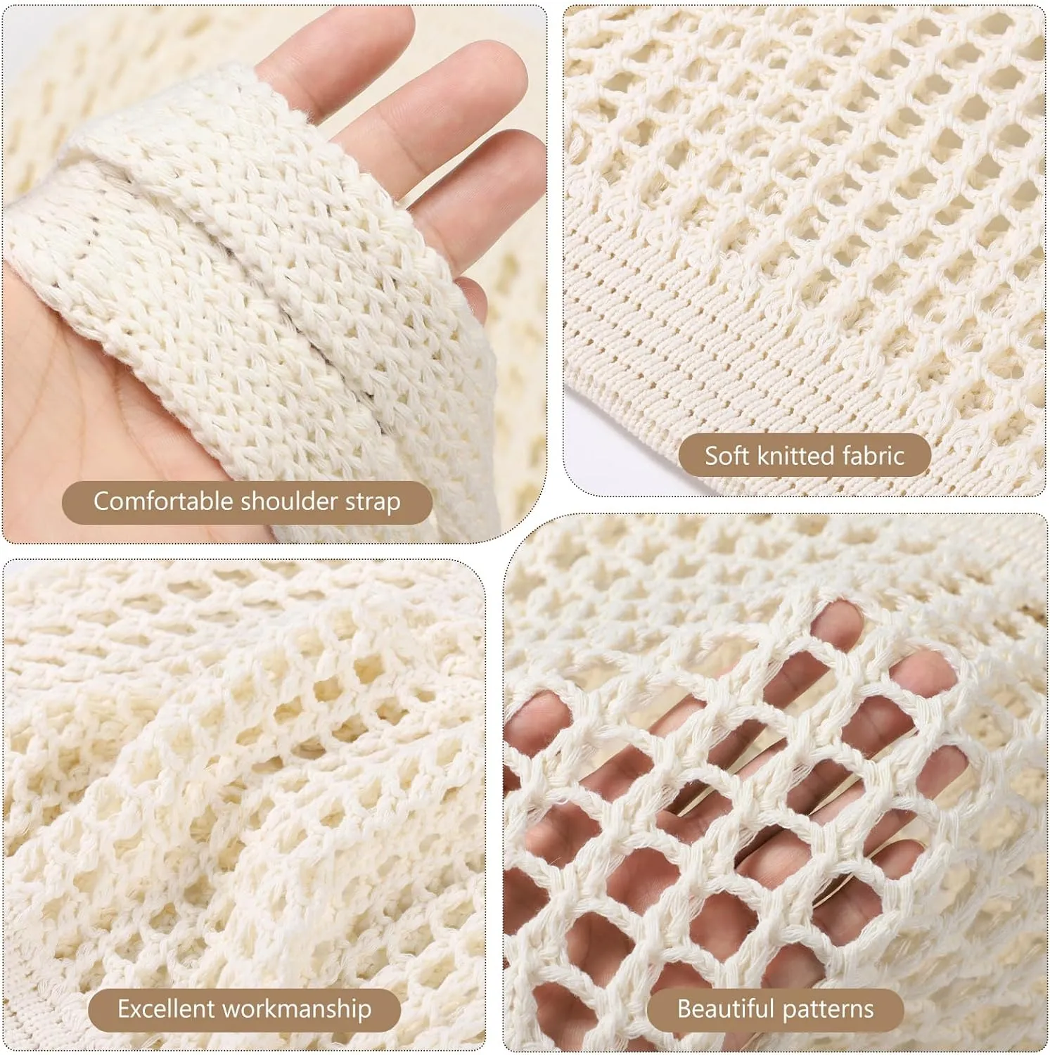WantGor Crochet Bags, Beach Mesh Tote Bag Womens Shoulder Shopping Handbag Casual Travel Totes Bag Foldable Hobo Bags