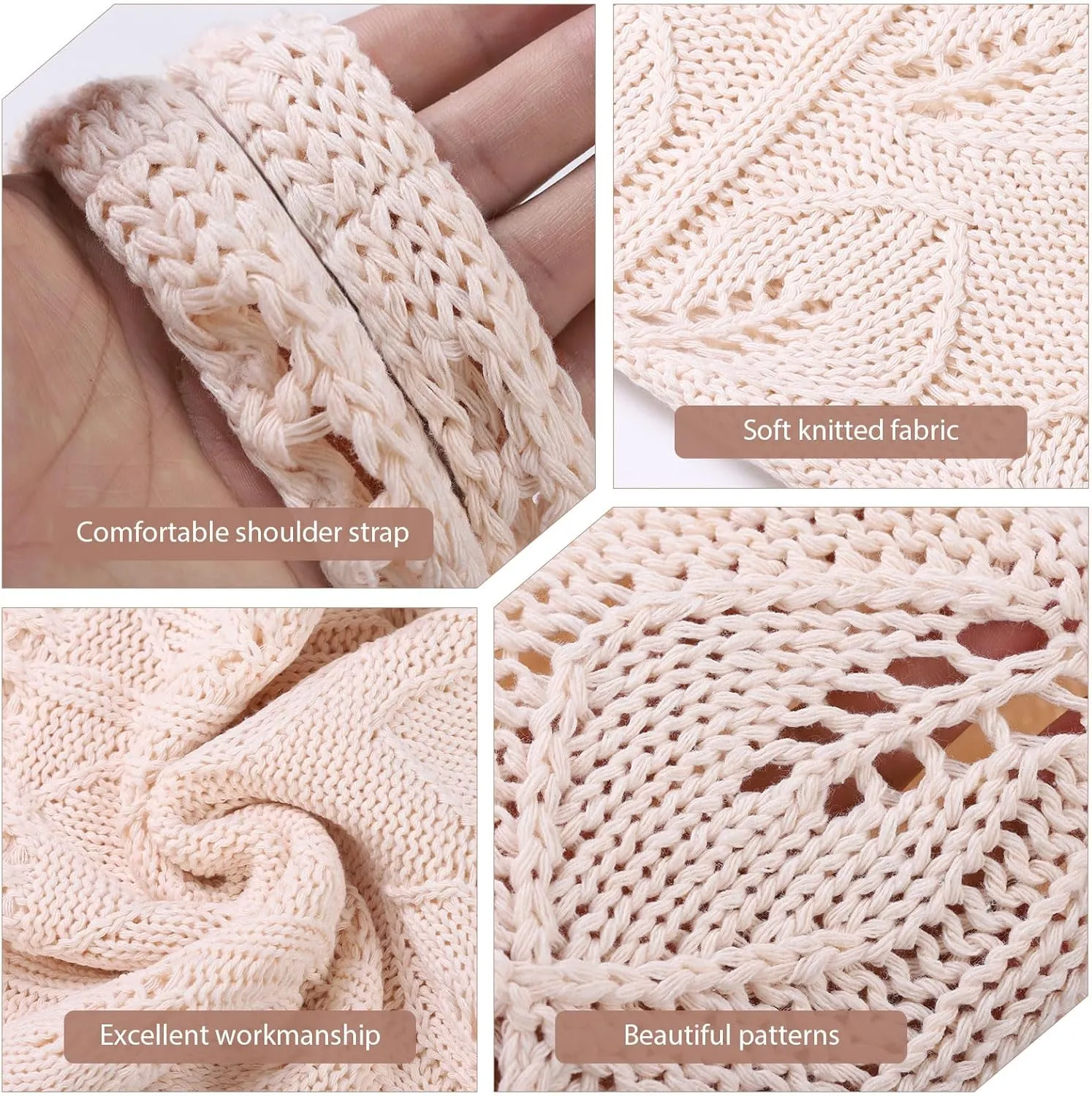 WantGor Crochet Bags, Beach Mesh Tote Bag Womens Shoulder Shopping Handbag Casual Travel Totes Bag Foldable Hobo Bags