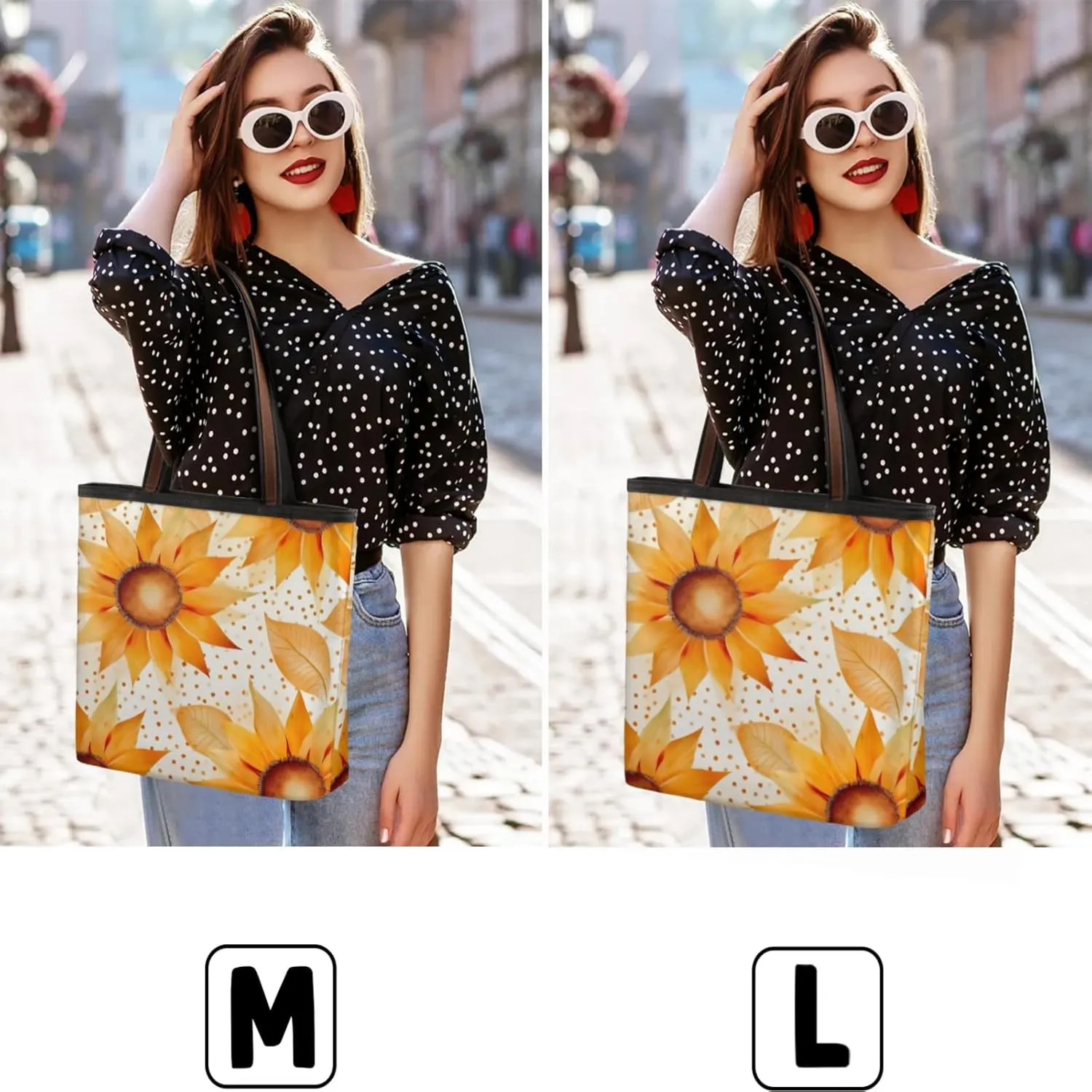 Watercolor Sunflowers Tote Bag Multi Pocket Zippered Beach Bag Lightweight Waterproof Handbag
