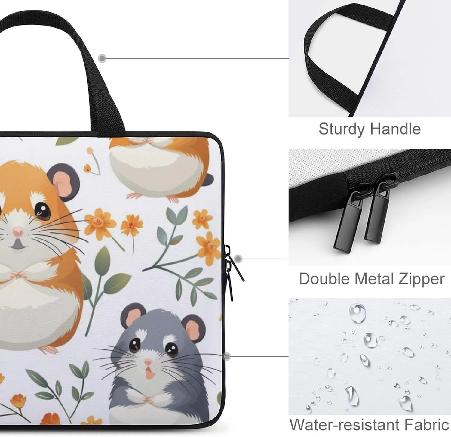 Wave Pattern Laptop Sleeve Laptop Carrying Case Compatible Laptop Protective Bag with Handles