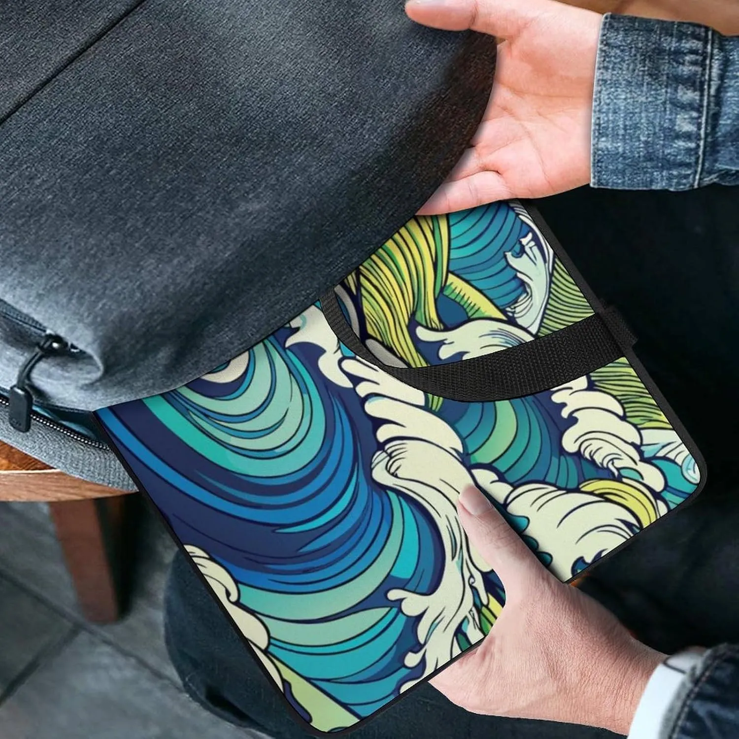Wave Pattern Laptop Sleeve Laptop Carrying Case Compatible Laptop Protective Bag with Handles