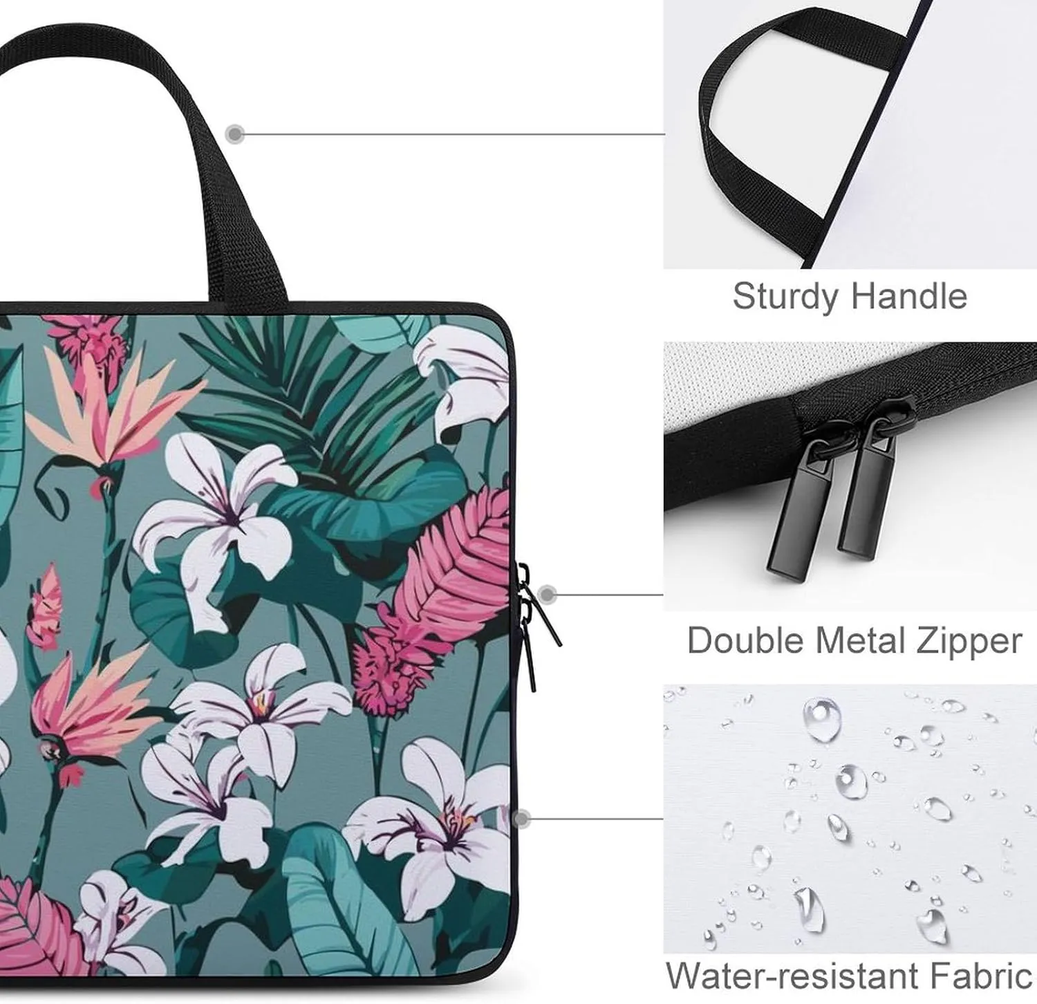 Wave Pattern Laptop Sleeve Laptop Carrying Case Compatible Laptop Protective Bag with Handles