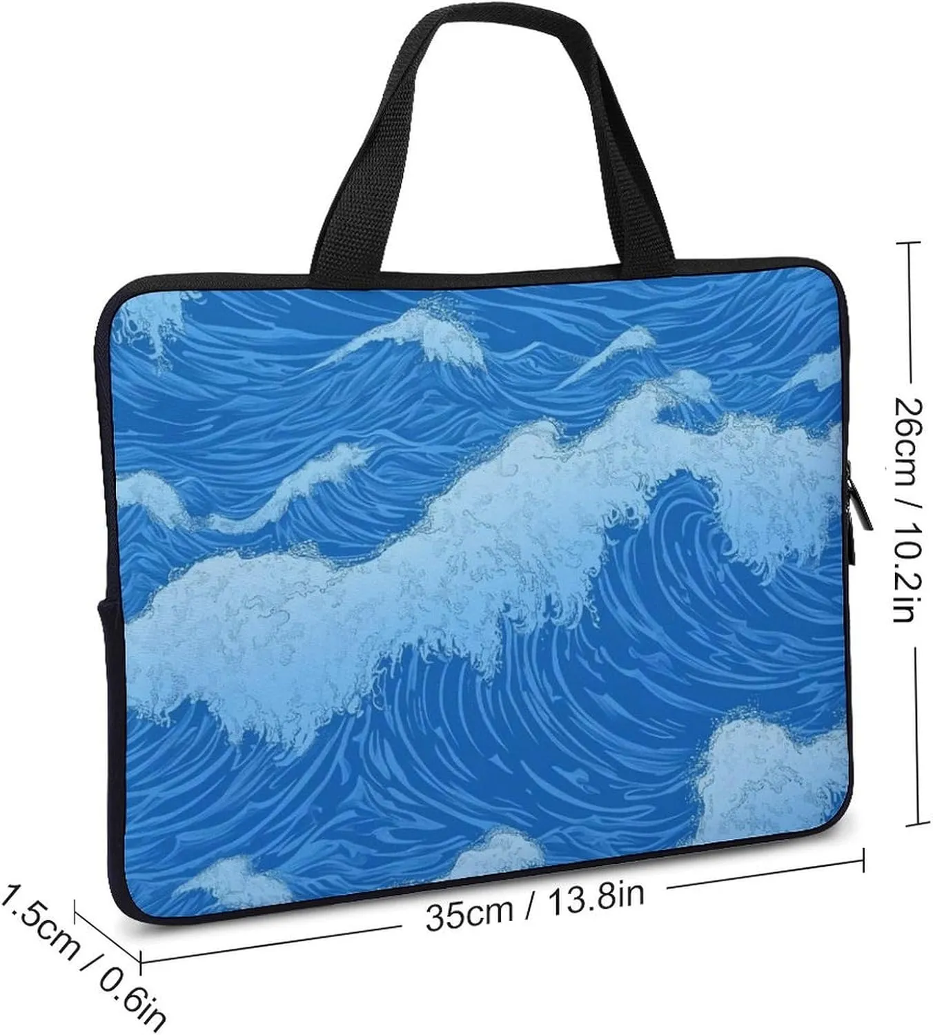 Wave Pattern Laptop Sleeve Laptop Carrying Case Compatible Laptop Protective Bag with Handles