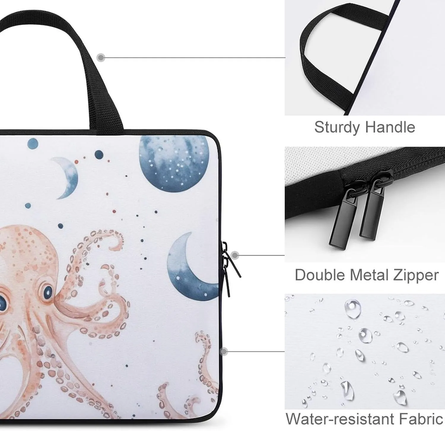 Wave Pattern Laptop Sleeve Laptop Carrying Case Compatible Laptop Protective Bag with Handles