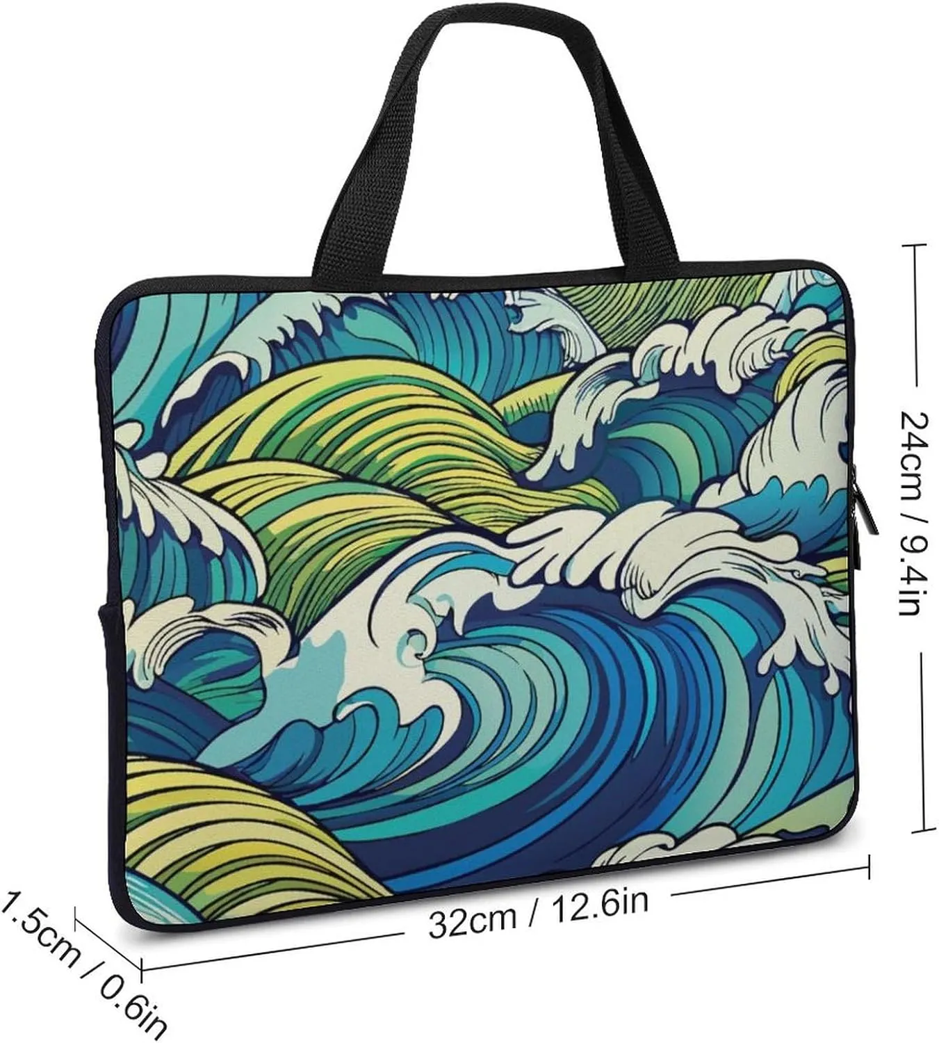 Wave Pattern Laptop Sleeve Laptop Carrying Case Compatible Laptop Protective Bag with Handles