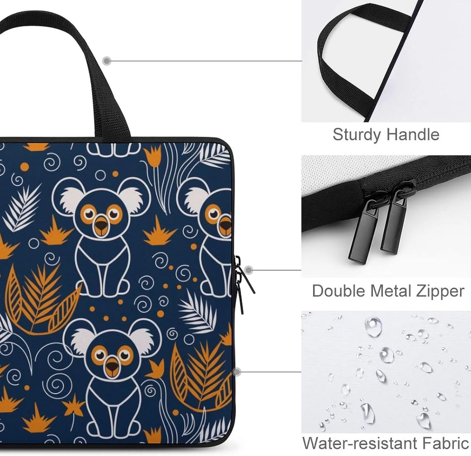 Wave Pattern Laptop Sleeve Laptop Carrying Case Compatible Laptop Protective Bag with Handles