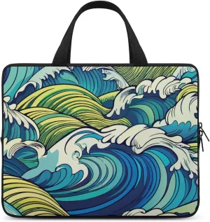 Wave Pattern Laptop Sleeve Laptop Carrying Case Compatible Laptop Protective Bag with Handles