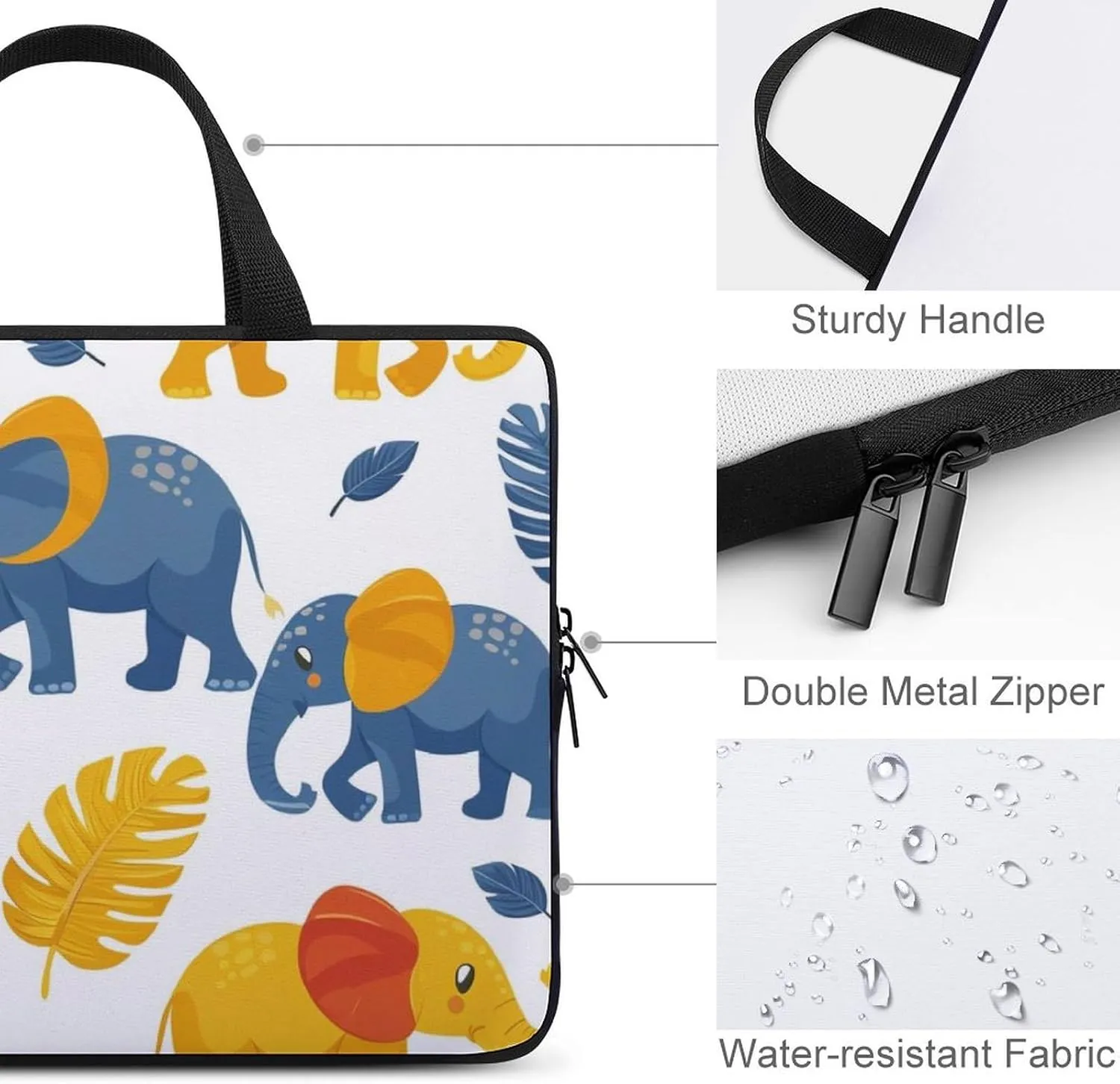 Wave Pattern Laptop Sleeve Laptop Carrying Case Compatible Laptop Protective Bag with Handles