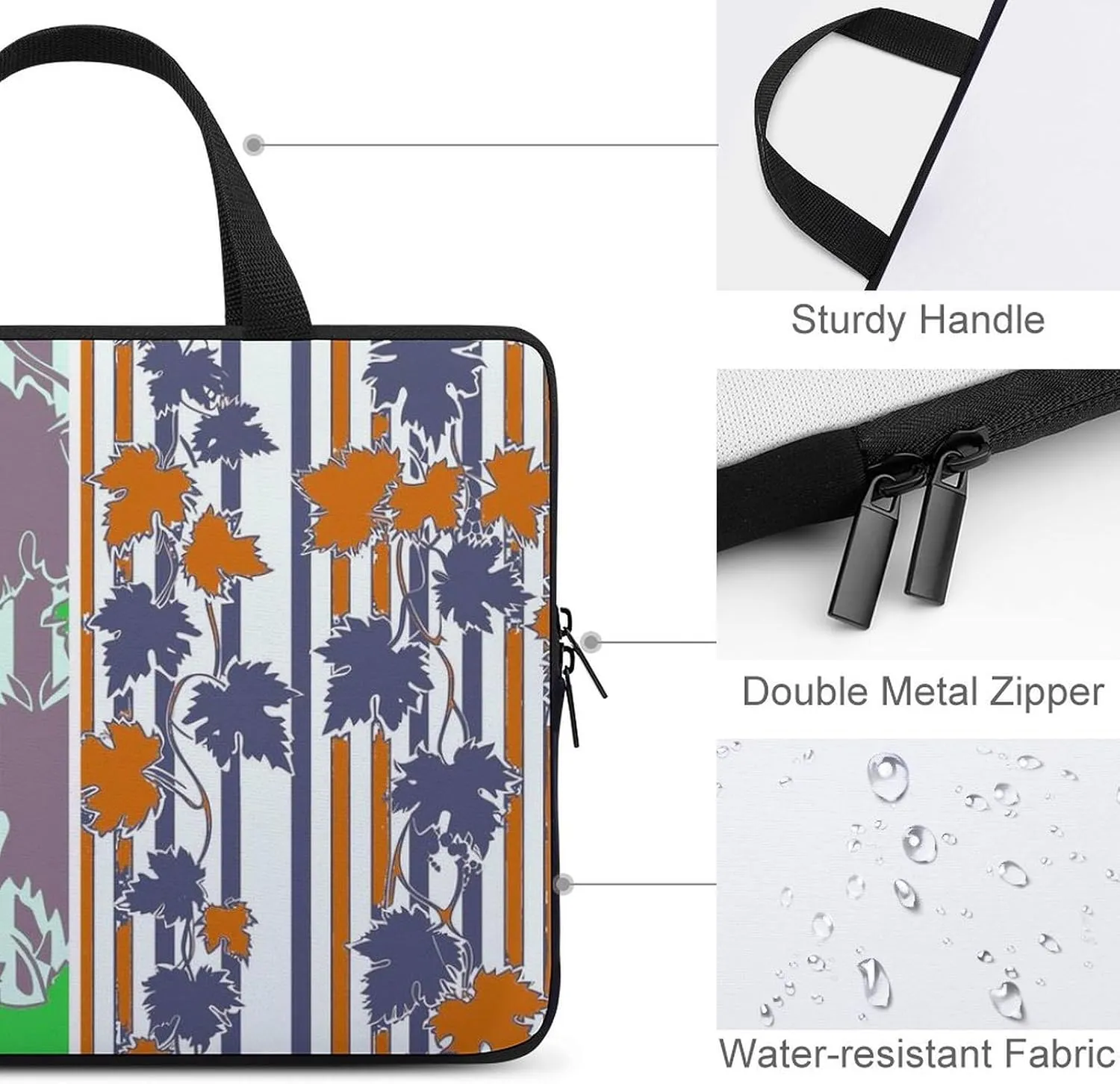 Wave Pattern Laptop Sleeve Laptop Carrying Case Compatible Laptop Protective Bag with Handles