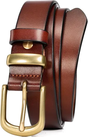 WOLFANT Womens Belts for Jeans,1.1" Fashion Ladies Belt with Gold Buckle,100% Italian Full Grain Real Solid Leather