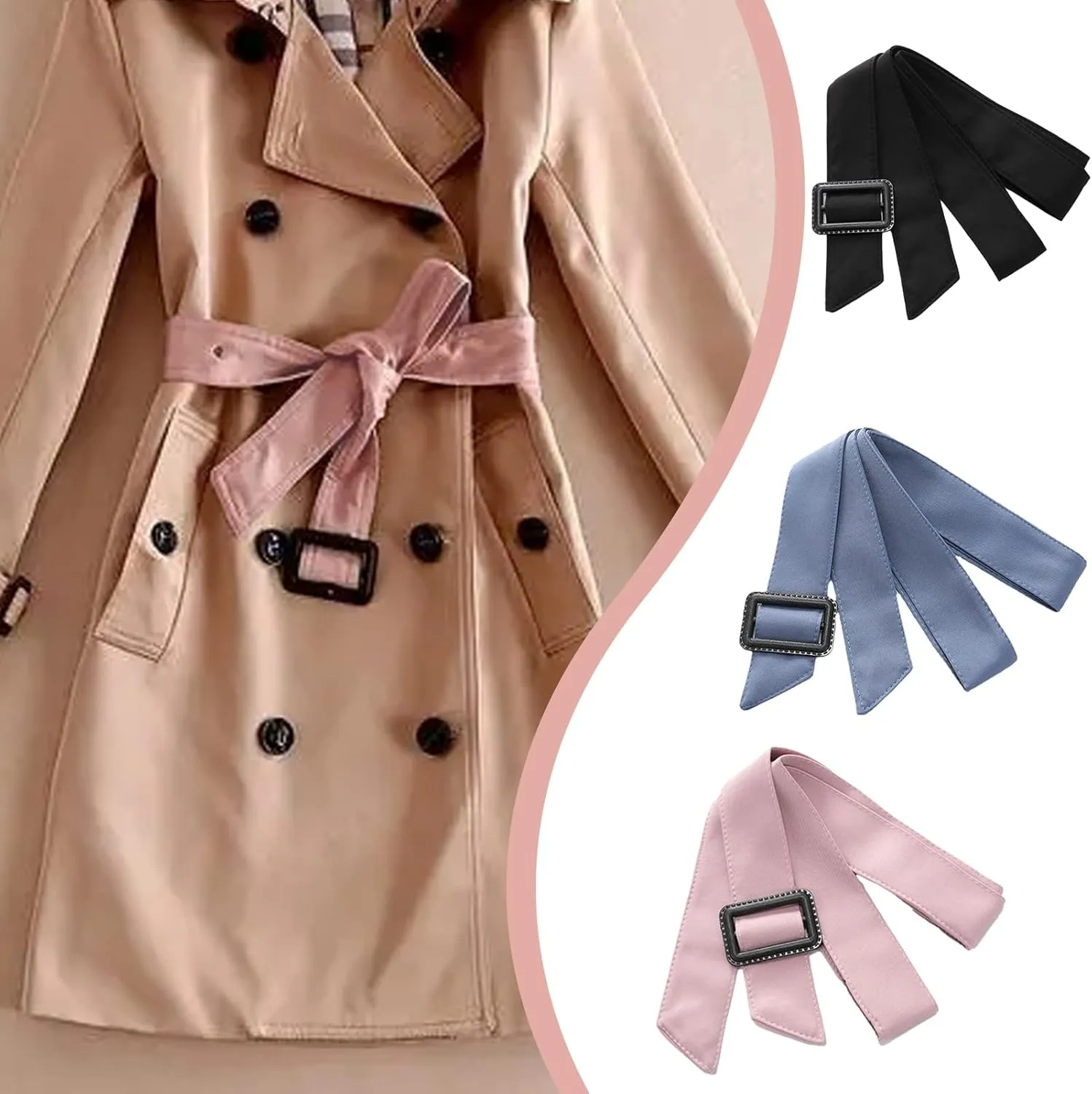 Women Adjustable Buckle Wide Waist Belt Band for for Trench Coat Overcoat Jacket