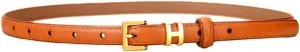 Women Gold Buckle Design Skinny Leather Belt Jeans Belt for Pants in Pin Buckle Belt, Womens Belts for Dress