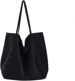 Womens Corduroy Tote Bag Large Canvas Shoulder Handbags Retro Casual Totes Shopping Bag for Travel Office