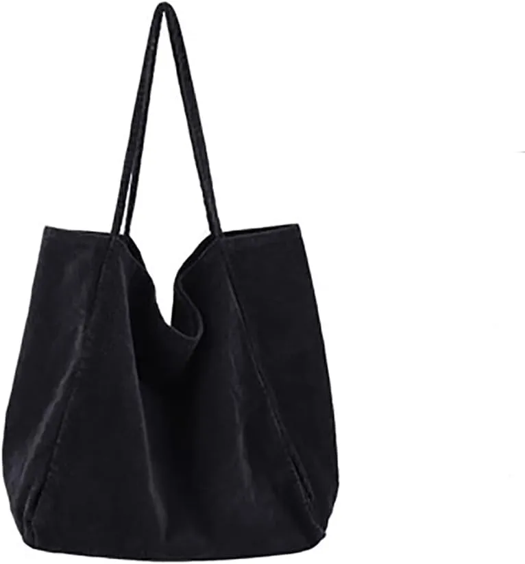 Womens Corduroy Tote Bag Large Canvas Shoulder Handbags Retro Casual Totes Shopping Bag for Travel Office