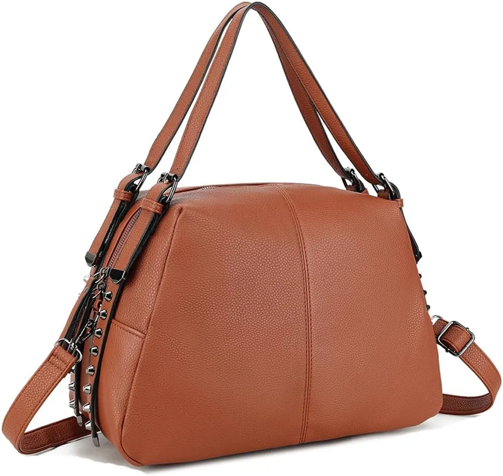 Womens Handbags Tote Bag Vegan Leather Satchel Handbag Ladies Shoulder Bag Crossbody Bag Vintage Rivet Totes Purse
