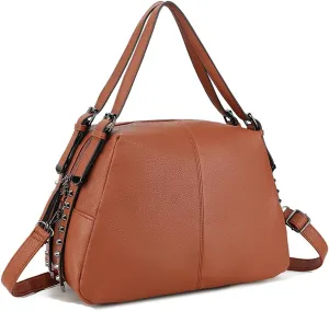 Womens Handbags Tote Bag Vegan Leather Satchel Handbag Ladies Shoulder Bag Crossbody Bag Vintage Rivet Totes Purse