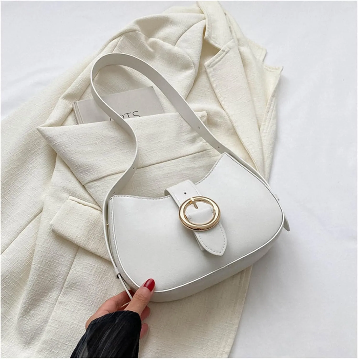 Women's Hobo Bag PU Leather Shoulder Bag Handbag Underarm Purse Top Handle Satchels Bag with Adjustable Strap (Khaki)