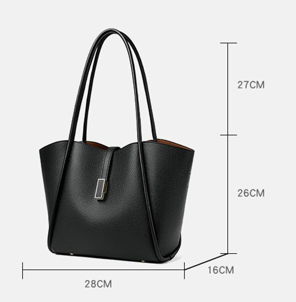 Womens Large Tote Bag Minimalist Vegan Leather Shoulder Purse Work Handbags Satchels 2pcs for Travel Office