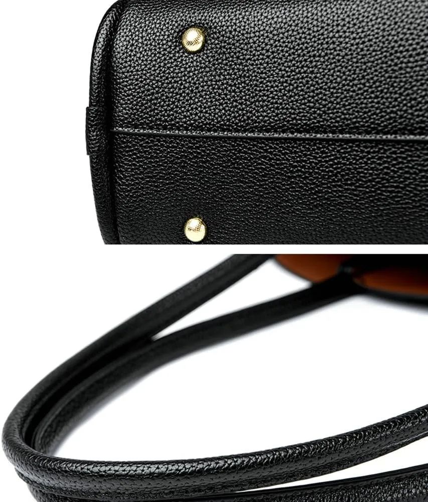 Womens Large Tote Bag Minimalist Vegan Leather Shoulder Purse Work Handbags Satchels 2pcs for Travel Office