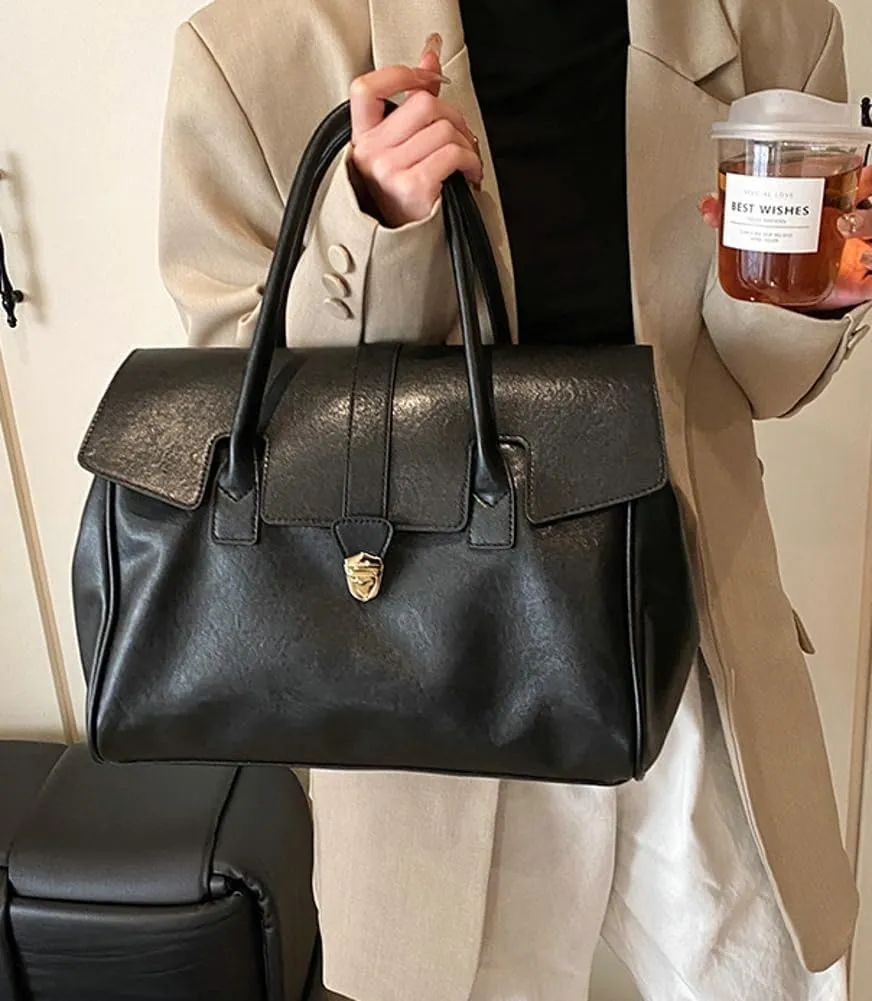 Womens Large Tote Bag Vintage Vegan Leather Work Briefcase Shoulder Crossbody Purse Handbag Messenger Satchels