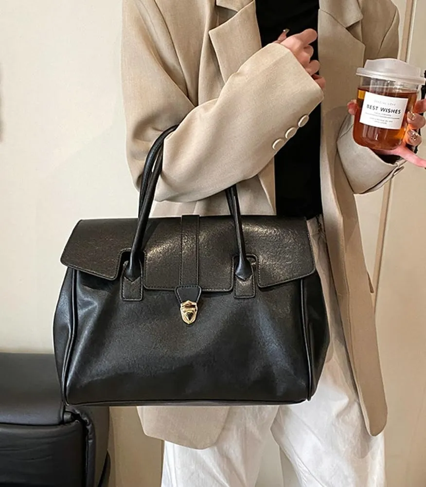 Womens Large Tote Bag Vintage Vegan Leather Work Briefcase Shoulder Crossbody Purse Handbag Messenger Satchels