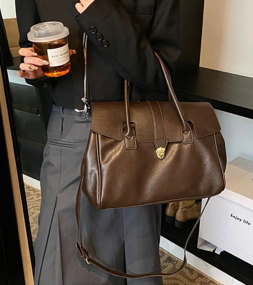 Womens Large Tote Bag Vintage Vegan Leather Work Briefcase Shoulder Crossbody Purse Handbag Messenger Satchels