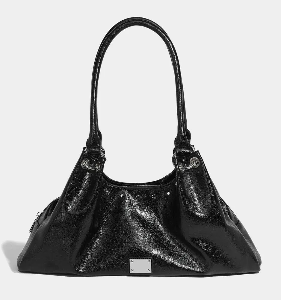 Womens Soft Vegan Leather Shoulder Bag Large Dumpling Tote Purse Y2K Underarm Handbags Slouchy Pleated Satchels