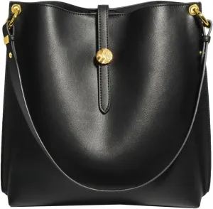 Womens Trendy Genuine Leather Shoulder Crossbody Bag Large Bucket Tote Purse Handbags Working Satchels 2pcs