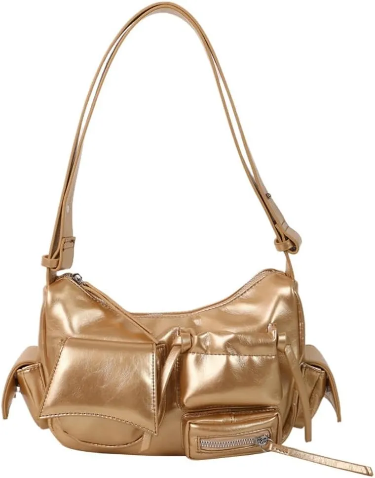 Womens Trendy Shoulder Tote Bag Small Y2k Vegan Leather Crossbody Purse Multi Pocket Handbags Top Handle Satchels