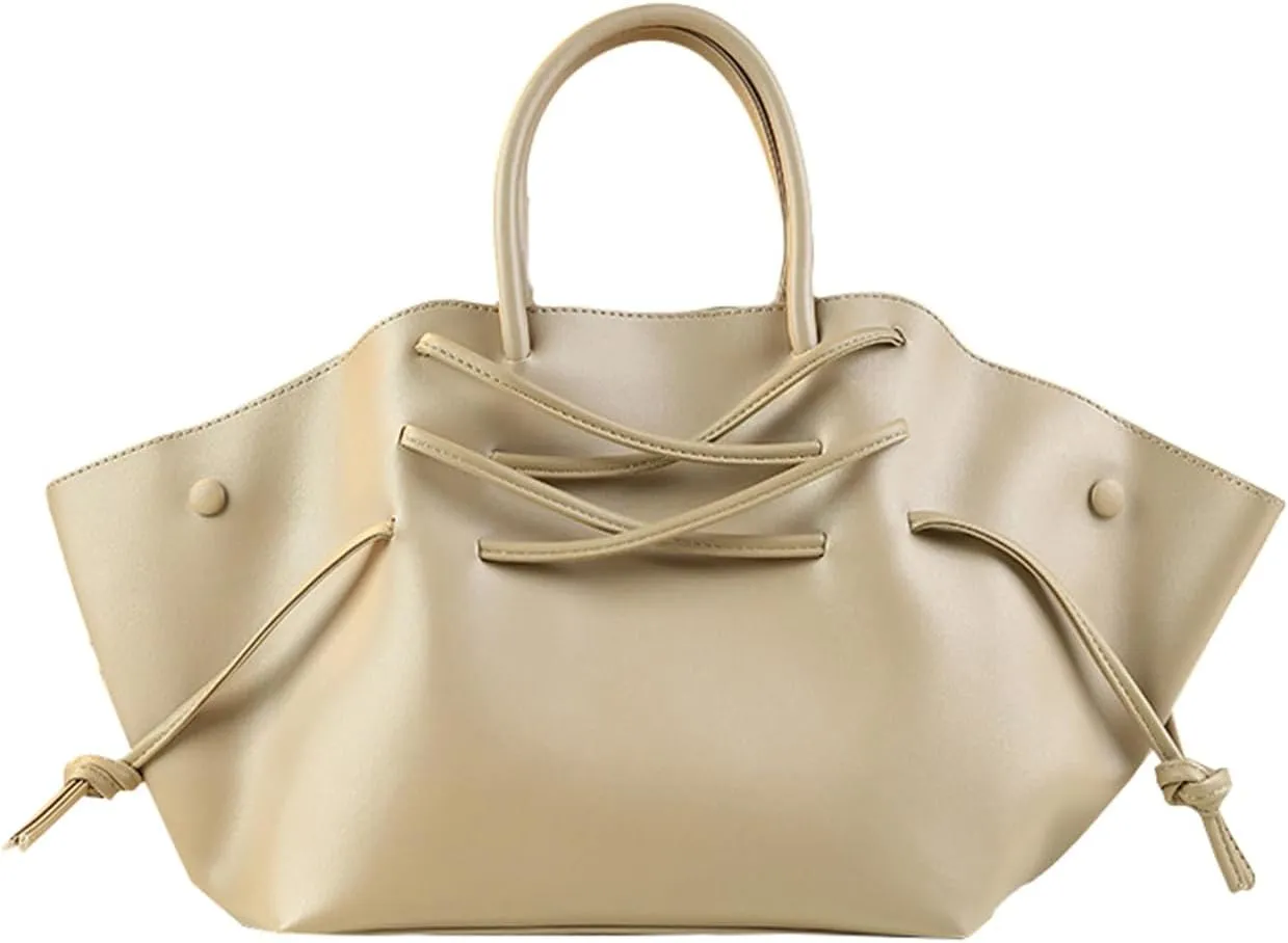 Womens Vegan Leather Tote Bag Large Top Handle Handbag Shoulder Crossbody Bag Drawsting Design Work Satchels