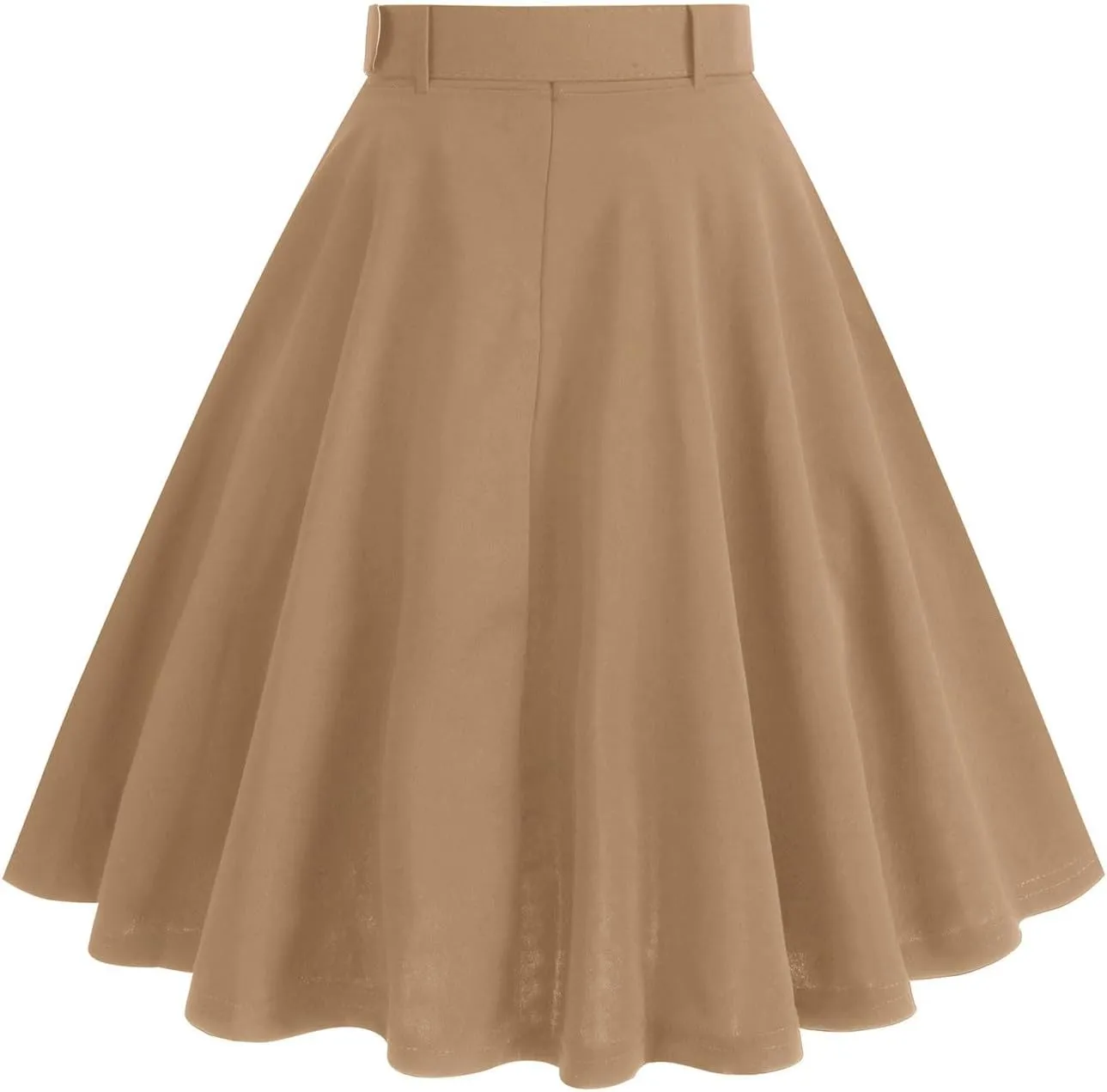 Women's Vintage Midi Skirt, Stretch High Waist A-Line Swing Skirts Elegant Prom Party Clothes with Pockets and Belts