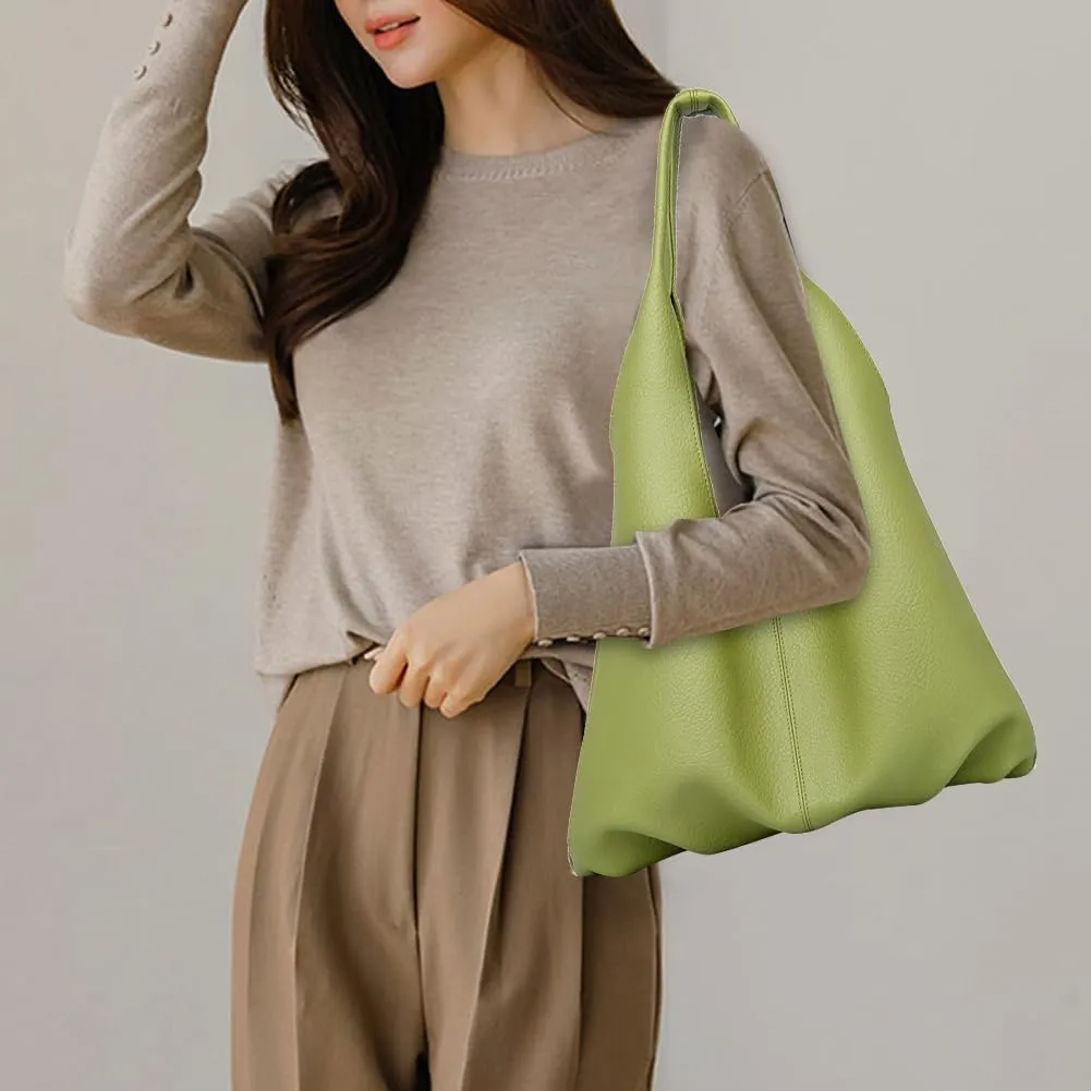 Work Tote Bag Soft Leather Purses for Women's Shoulder Handbags Come with a Zipper Pouch Hobo Bags Vegan Purse