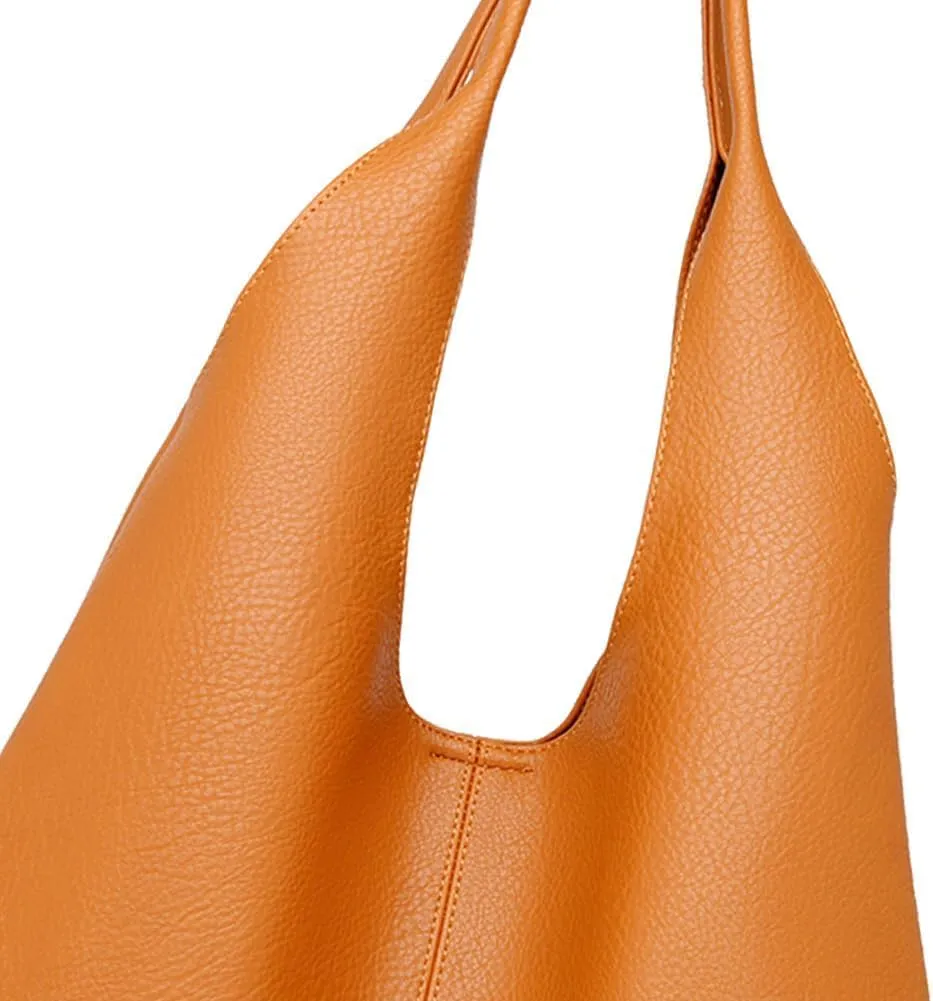 Work Tote Bag Soft Leather Purses for Women's Shoulder Handbags Come with a Zipper Pouch Hobo Bags Vegan Purse
