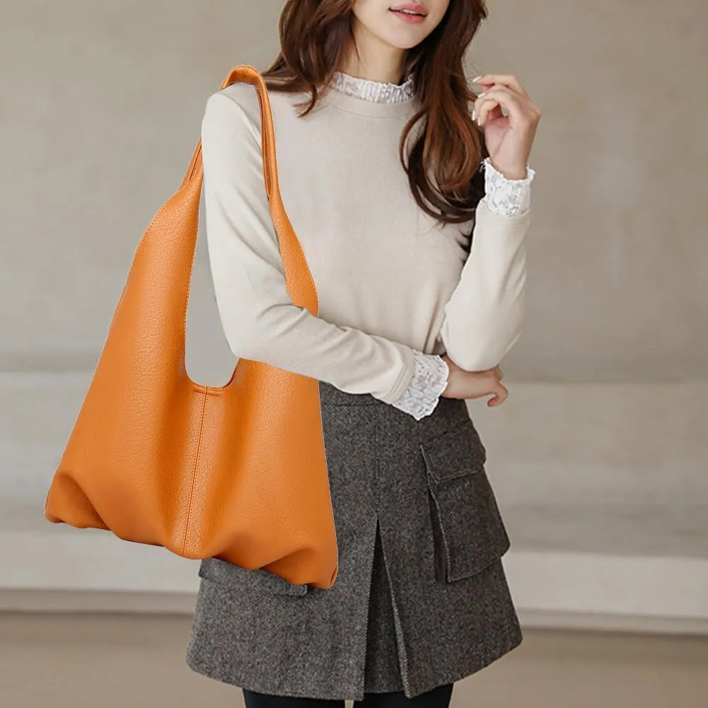 Work Tote Bag Soft Leather Purses for Women's Shoulder Handbags Come with a Zipper Pouch Hobo Bags Vegan Purse